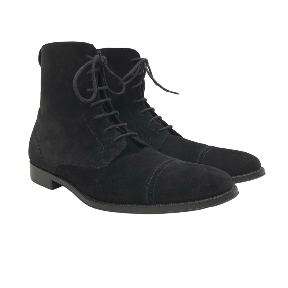 Salvatore Ferragamo Men's Suede Oxford Lace Up Ankle Boots Size 8.5 E Black